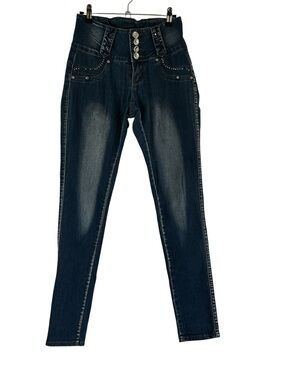 Y2K GOGO Star Embellished High Rise Skinny Jeans Size 1 Rhinestone Studded